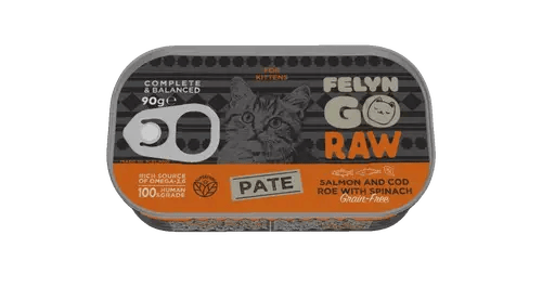 Felyn Go Raw C&B Salmon & Cod Roe With Spinach Pate For Kittens 90g