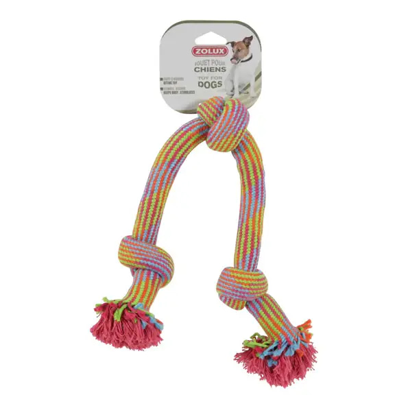 Zolux Polyester Colored Dog Rope Toy, 3 Knots