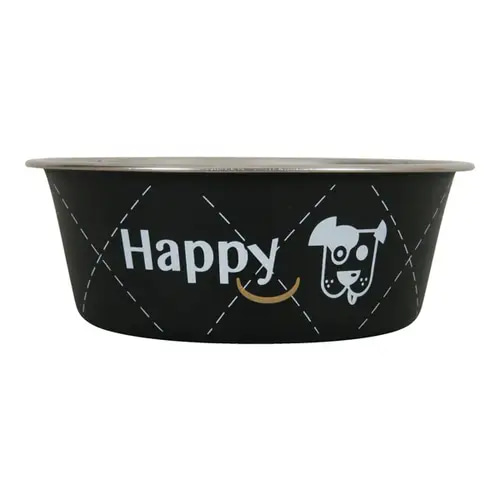 Zolux Happy Non-Slip Stainless Steel Dog Bowl, Black