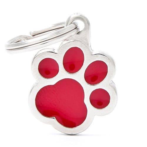 Aluminum pendant in the shape of a cat's paw, red color