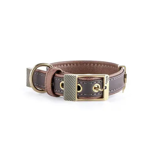 Bilbao Brown Leather Dog Collar - Medium