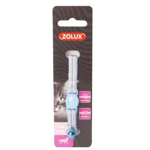 Zolux two-stripe collar, colored nylon, blue