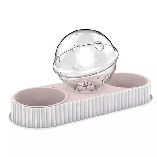 Food and water bowl for cats and dogs, ball-shaped, multi-colored