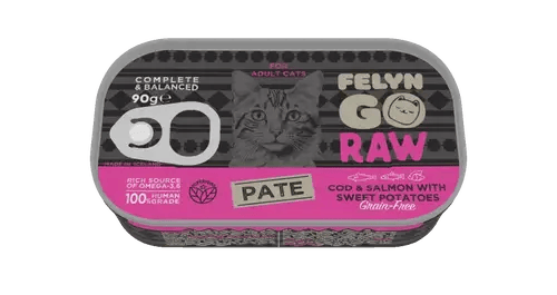 Felyn Go Raw C&B Cod & Salmon With Sweet Potatoes Pate For Cats 90g