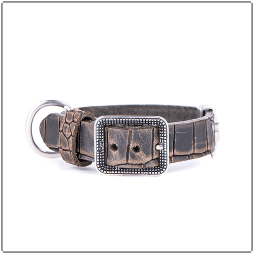 My Family Tucson Grey Leather Collar