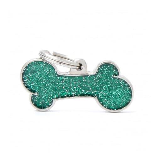 My Family Bone-Shaped Pendant, Shiny Green, Large Size