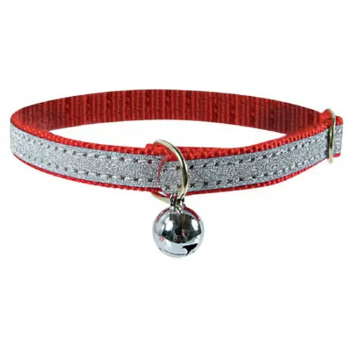 Zolux shiny red nylon collar with bell