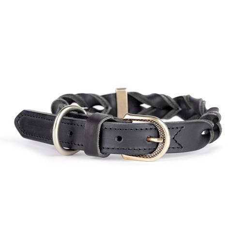 My Family Ascot Black Leather Collar