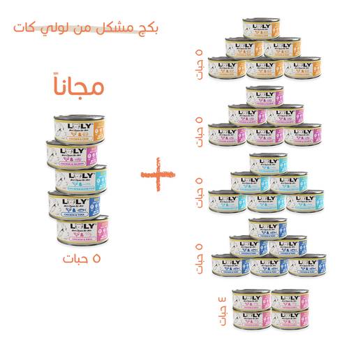 لولي كات بنكهات متنوعة طعام رطب للقطط 85 غرام*24 + 5مجاناً