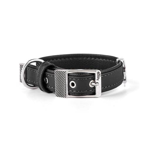Bilbao black leather collar for large dogs