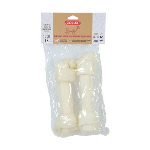 Zolux Compressed Chew Bone, White, Treats for Medium and Large Breed Dogs, 2 Pieces x 15 cm
