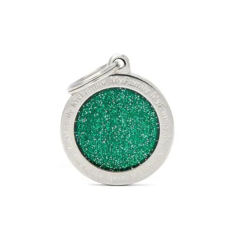 Small shiny circle dog collar, green