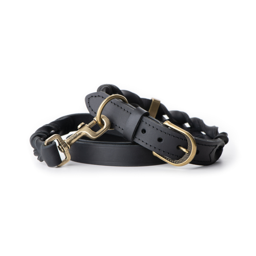 My Family Ascot Black Leather Collar