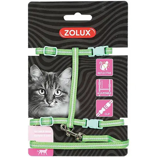 Zolux Cat Harness and Reflective Leash Set - Green
