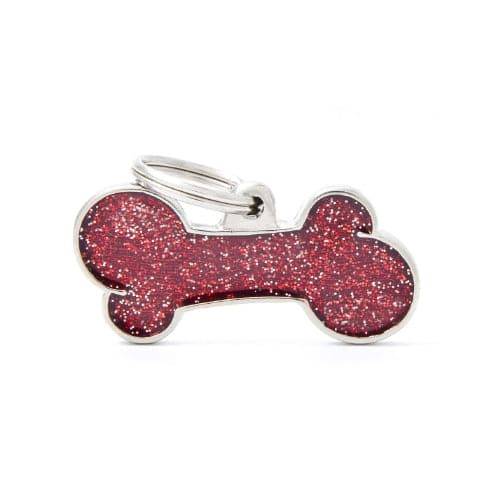My Family Bone-Shaped Pendant, Shiny Red, Large Size