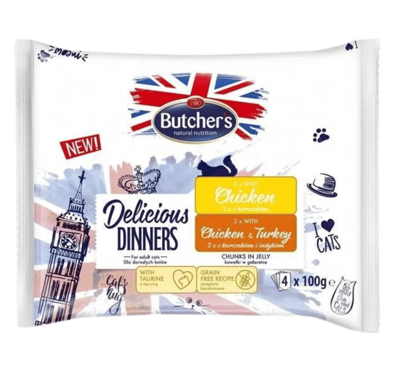 Butcher's Wet Cat Food Chicken/Chicken & Turkey Flavor in Jelly 4*100g