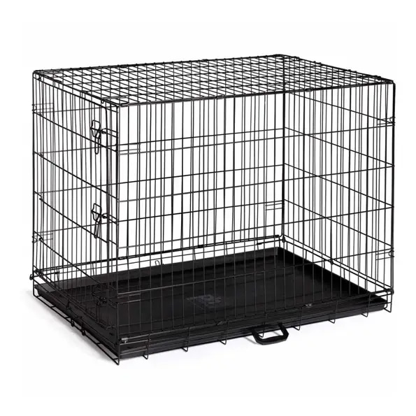 Large metal dog cage with two folding doors
