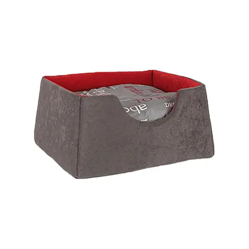 Animal products: Gray rectangular bed with letter pattern for cats and dogs