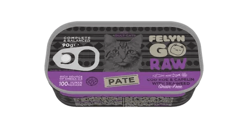 Felyn Go Raw C&B Cod Roe & Capelin With Seaweed Pate For Cats 90g