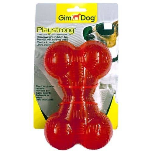 Gim Dog Toys Round Bone with a Rope Red 14 cm