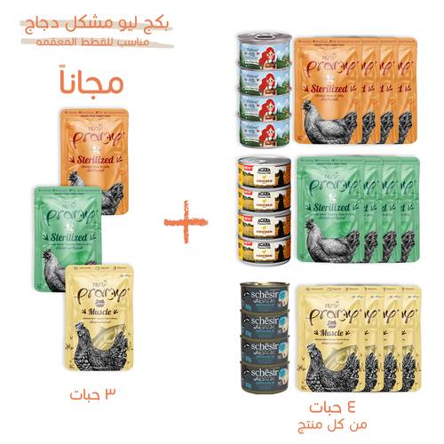 بكج ليو مشكل دجاج للقطط المعقمة 24حبة + 3 مجاناُ 