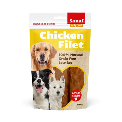 Snal Chicken Fillet Slices, Snack & Treats for Dogs, 80g