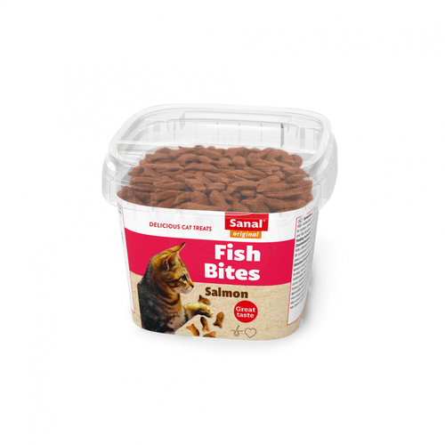 Sanal Fish Bites Salmon Crunchy Treat for Cats 75G