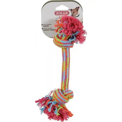 Zolux Colorful Polyester Dog Rope Toy, 2 Knots