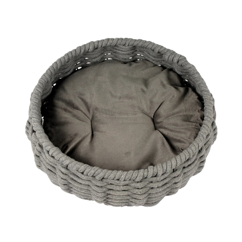 PPTCO woven Oval Cotton rope woven pet bed-DARK GREY