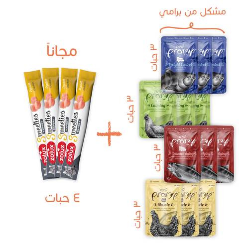 برامي 12 حبة تشكيلة طعام رطب للقطط مع هدايا مكافأت زولكس