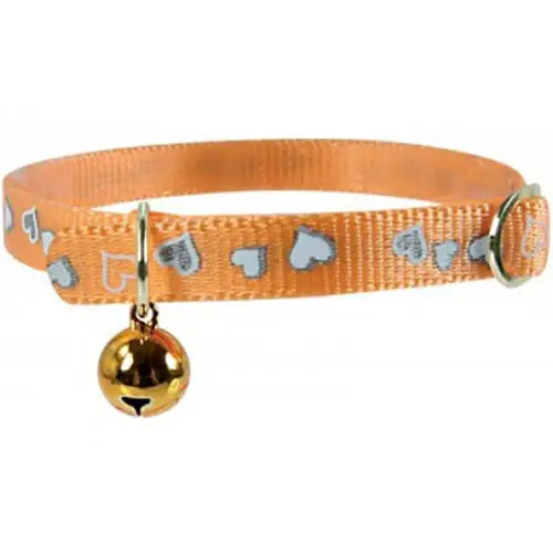 Zolux Reflective Hearts Cat Collar 30cm/10mm - Orange