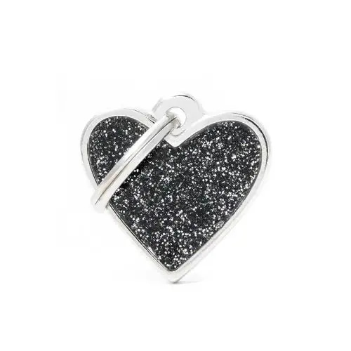 Small shiny heart-shaped dog collar, black
