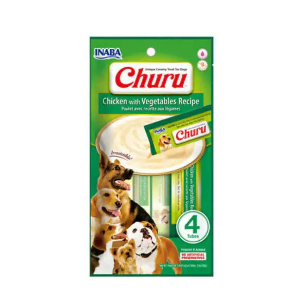 Churu Chicken Dog Treats, 4 Envelopes, Chicken with Vegetables