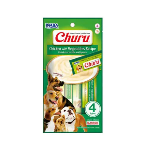 Churu Chicken Dog Treats, 4 Envelopes, Chicken with Vegetables
