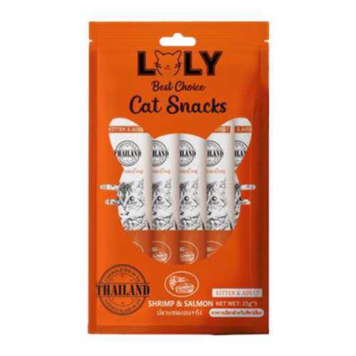 Salmon and shrimp flavored treats for cats, 5 envelopes, Lolly Cat