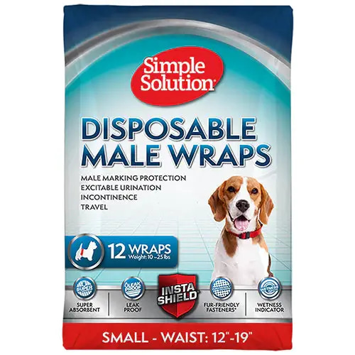 Simple Solution Male Dog Diapers - 12 Pack - Small