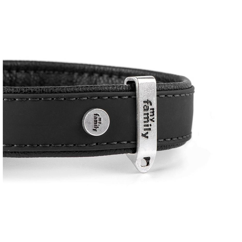 Bilbao black leather collar for small dogs