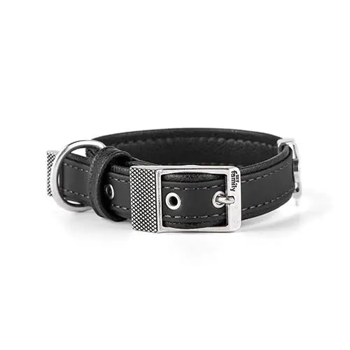 Bilbao black leather collar for small dogs