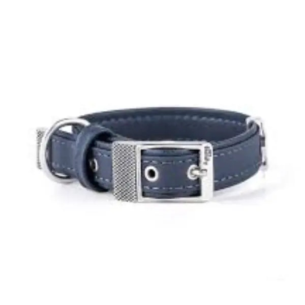 Bilbao collar in blue leather for small dogs