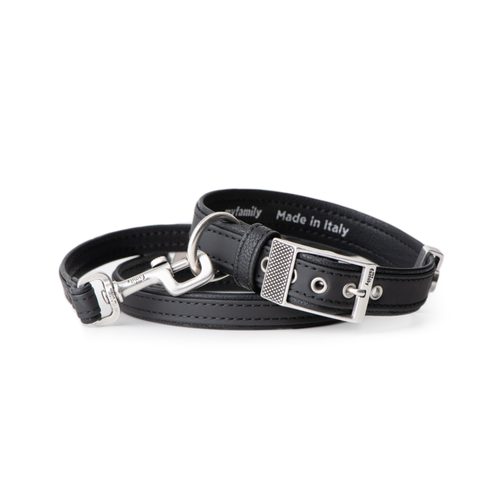 Bilbao black leather collar for small dogs
