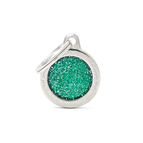 Small shiny circle dog collar - green