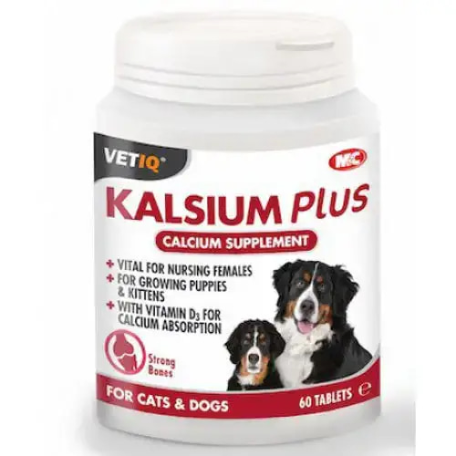 Vit IQ Calcium Plus Vitamin Tablets for Cats and Dogs, 60 Tablets