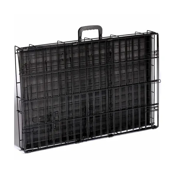 Small metal cage with two foldable doors for dogs and cats