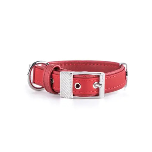 Bilbao red leather dog collar