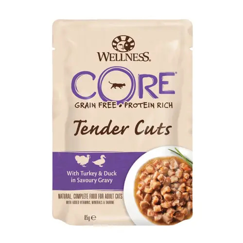 Wellness Core Tender Cuts Pouches Tukey & Duck in Gravy for Cats 85g