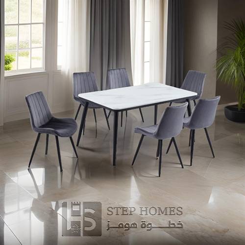 طاولة طعام رخام 6 كراسي 90 * 150