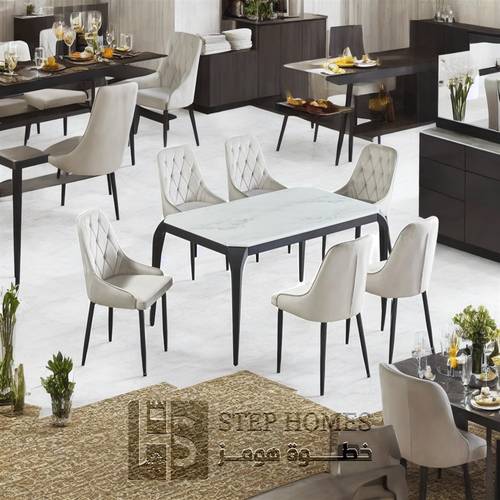 طاولة طعام رخام 6 كراسي 90 * 150
