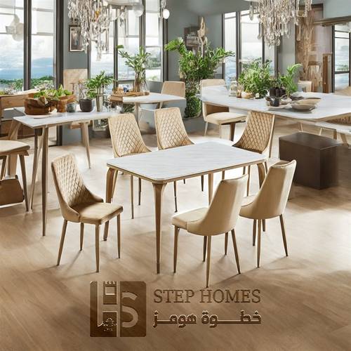 طاولة طعام بديل رخام 6 كراسي 90 * 150