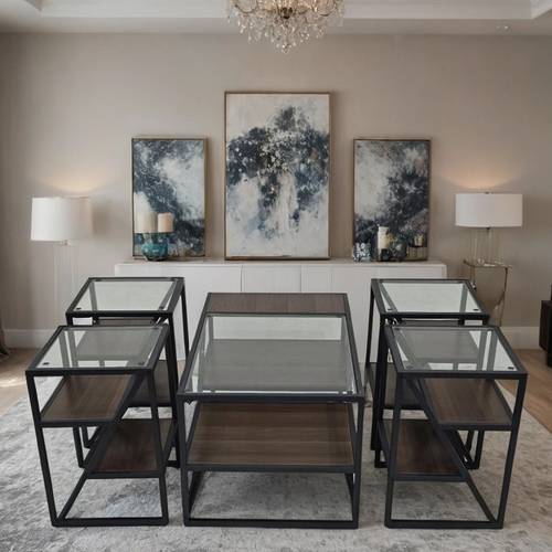طقم طاولات زجاج 5 قطع 