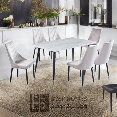 طاولة طعام رخام 6 كراسي 90 * 150